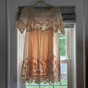 Anthropologie Holding Horses peach eyelet dress 2